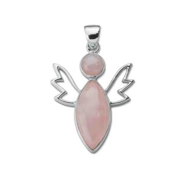Licht-Engel in 925er Silber mit Rosenquarz
